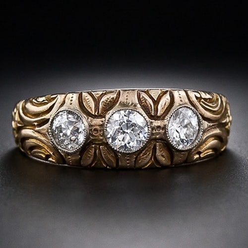 Art Nouveau European-cut Diamond Gypsy Style Ring c. 1900.