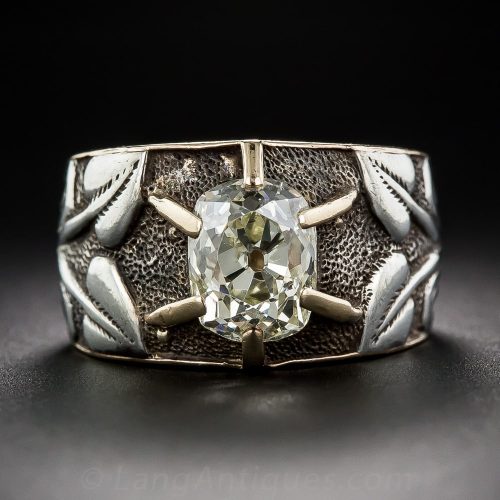 Arts & Crafts Diamond Ring with an Oxide Finish.