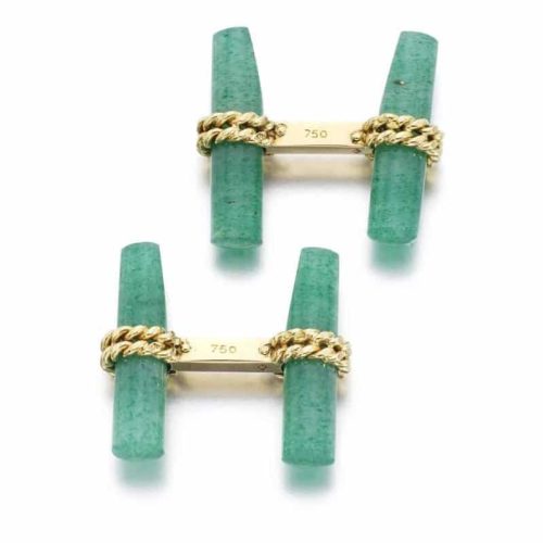 Aventurine Quartz Cufflinks, Van Cleef & Arpels. Photo Courtesy of Sotheby's.