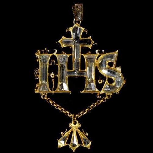 IHS Pendant Northern Europe, 1580-1600 Gold with enamel and diamonds © 'V&A Museum'