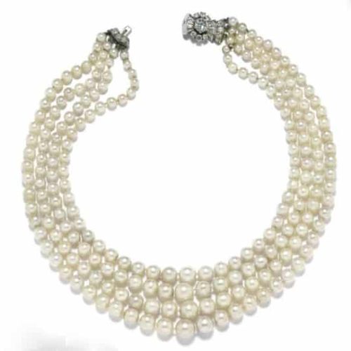 Natural Pearl and Diamond Bavette Necklace. Photo Courtesy of Christie's.