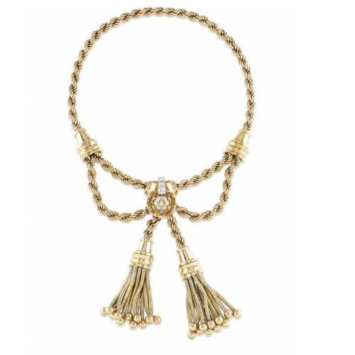 Boucheron_Retro_Gold_Tassel_Necklace Signed and Numbered Boucheron, Paris Gold Tassel Necklace c.1946.