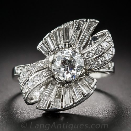 Bow Motif Diamond Ring, c.1950s.