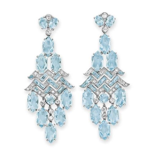 Cartier_Art_Deco_Aquamarine_Earrings Art Deco Aquamarine and Diamond Cartier Earrings.