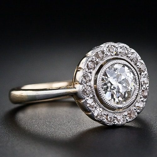 Edwardian Diamond Ring with Millegrained Collet.