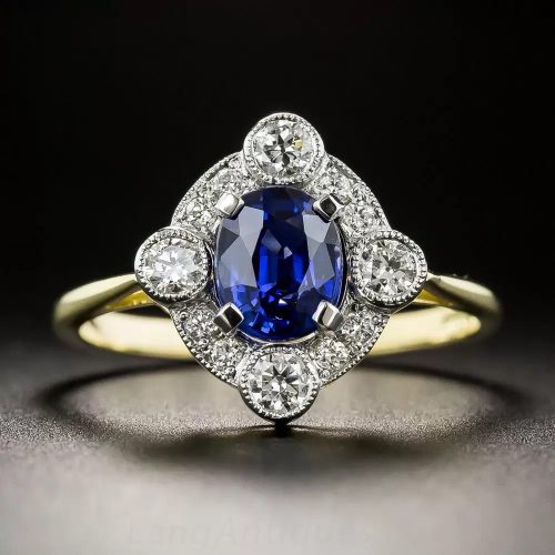 Contemporary Edwardian-Style Sapphire and Diamond Ring.
