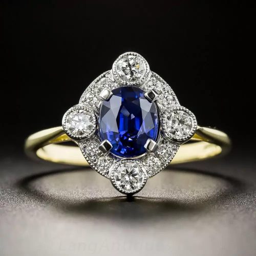 Contemporary Edwardian-Style Sapphire and Diamond Ring Contemporary Edwardian-Style Sapphire and Diamond Ring.