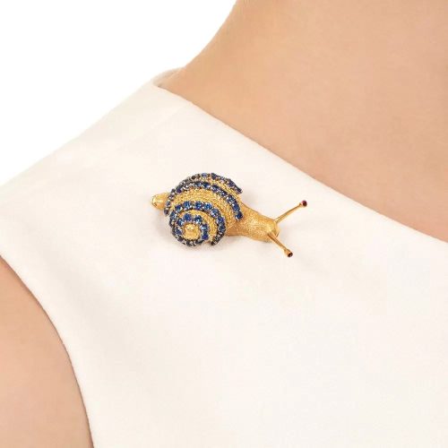 Estate Sapphire and Snail Brooch.