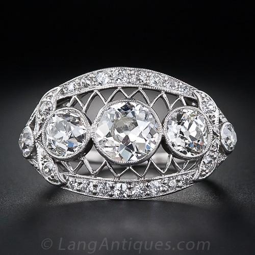 Edwardian Three Stone Diamond Engagement Ring.