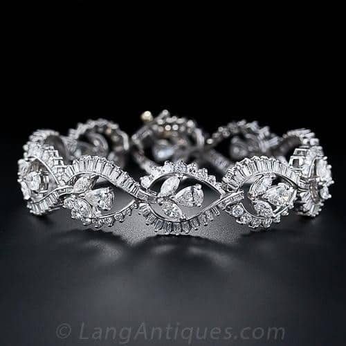 Mid-Century Diamond and Platinum Bracelet.