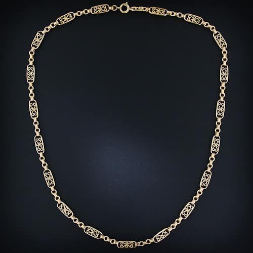 Late-Nineteenth Century French 18k Gold Chain Necklace. Late-Nineteenth Century French 18k Gold Chain Necklace.