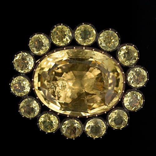 Georgian Citrine Pin with Closed-Back Setting - Front.