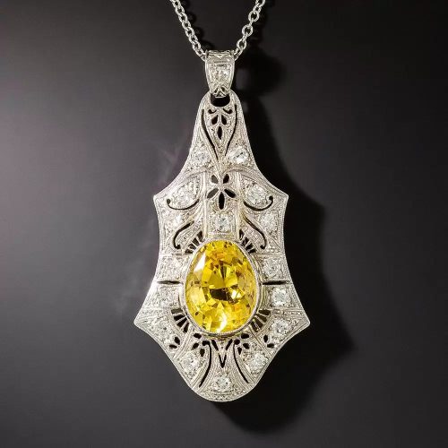 Pendant with 8.00 ct. Yellow Sapphire and Diamonds. Pendant with 8.00 ct. Yellow Sapphire and Diamonds.
