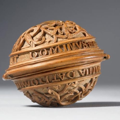 Boxwood Carved Rosary Gaud or Nut. c.1480-1530. © Trustees of the British Museum