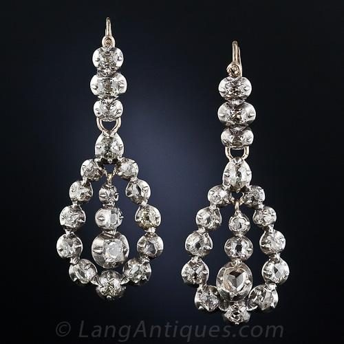 Late Georgian-Early Victorian Diamond Earrings. c.1820-1850.
