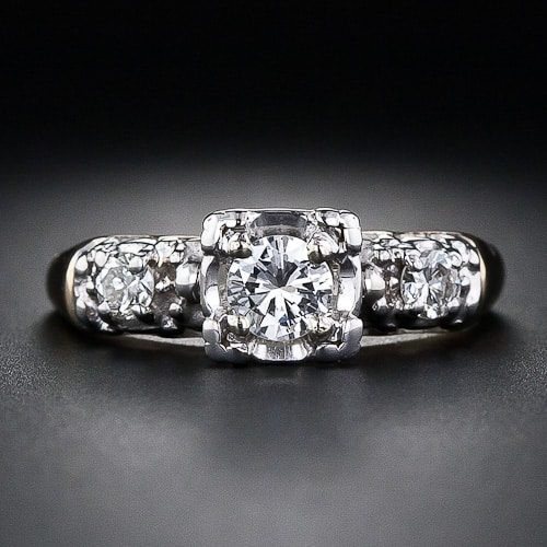 Illusion Set Diamond Engagement Ring, Mid-Century.