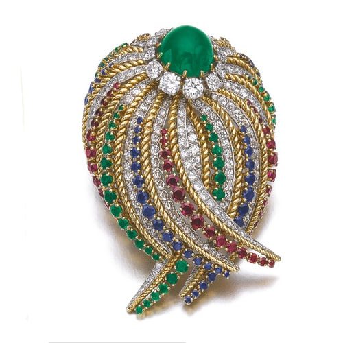 Mauboussin Gemstone Brooch, c.1960s. Photo Courtesy of Sotheby's.