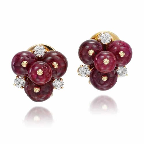 Olga Tritt Ruby & Diamond Earrings. Photo Courtesy of Sotheby's.