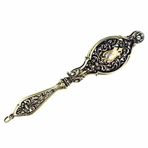 A Double Sided Silver Lorgnette with Extravagant Open Pierced Work and Plentiful French Style Scrolling. The Silver is Imbued with Natural Black Oxidation Amassed Over Ten Decades of Gentle Aging.