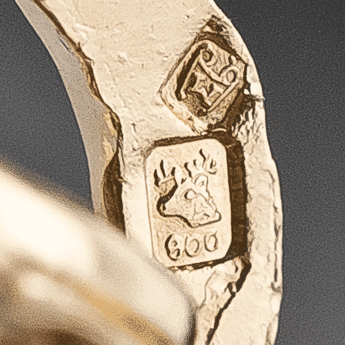 Portuguese Hallmark with Deer and .800 Gold Fineness. This Mark has been Stamped at the Porto Assay Office Since 1985.