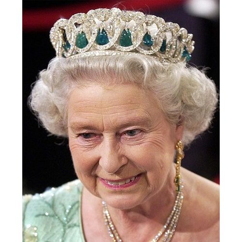 Queen Elizabeth II Wearing the Vladimir Tiara with Emeralds.