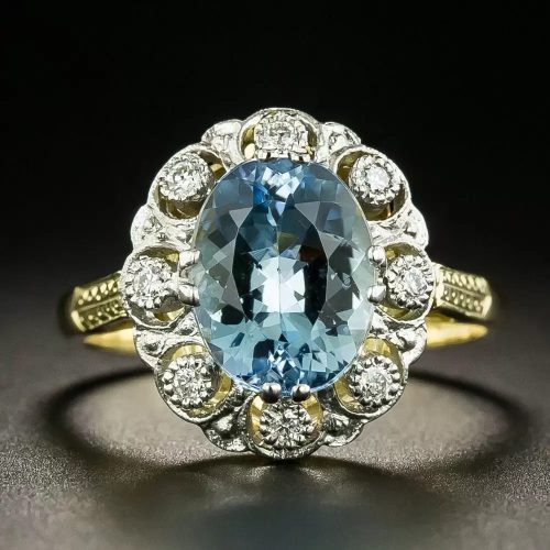 Edwardian-Style Aquamarine and Diamond Ring.
