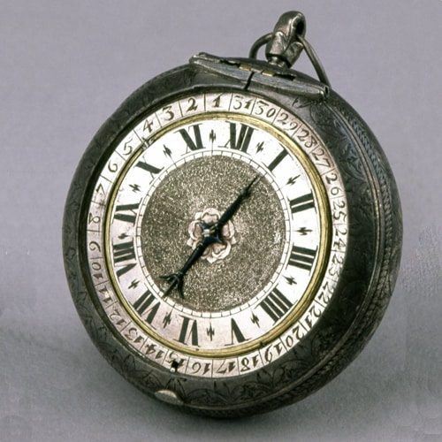Silver and Leather Pair Cased Verge Watch with Date Indicator. 1665-1675. © The Trustees of the British Museum.