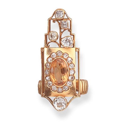 Topaz, Diamond and Gold Ring, Hoffmann, Wiener Werkstätte. Photo Courtesy of Christie's.