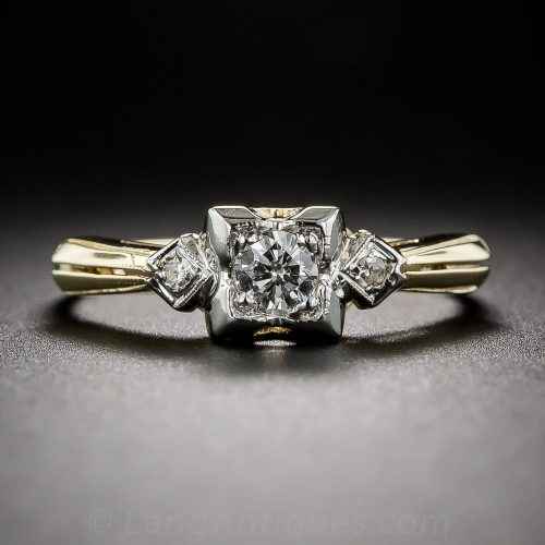 1940s Engagement Ring with an Art Deco Retrospective Design.