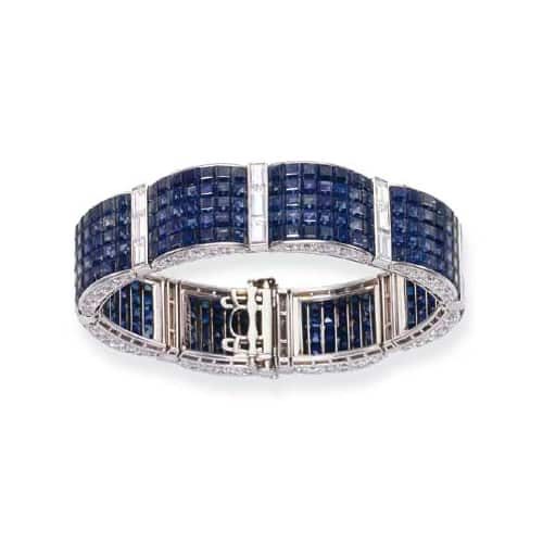 Van Cleef & Arpels Serti Mysterieux Sapphire and Diamond Bracelet. Photo Courtesy of Christie's.