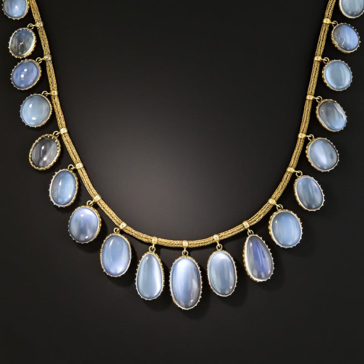 Victorian Moonstone Fringe Necklace.