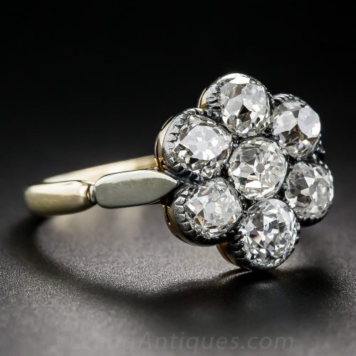 Victorian Diamond and Silver-Topped Gold Cluster Engagement Ring.