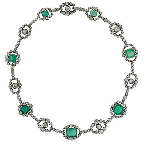 Victorian Emerald and Diamond Necklace.