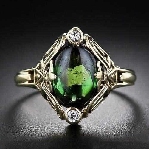 Arts & Crafts Tourmaline and Diamond Ring.