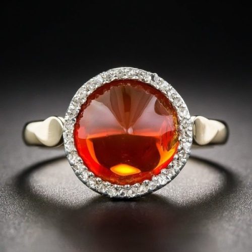 Orange Fire Opal and Diamond Ring.