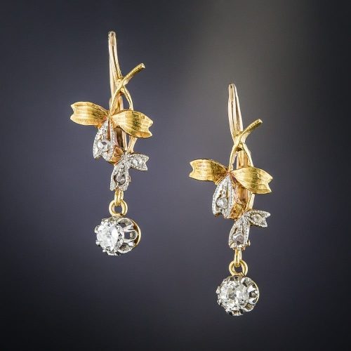 Art Nouveau Diamond Earrings.