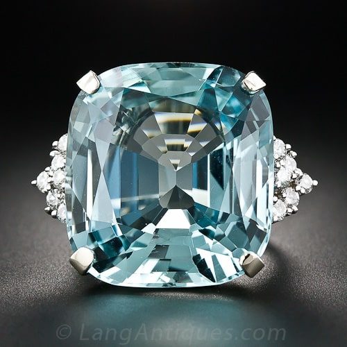 Aquamarine and Diamond Ring.