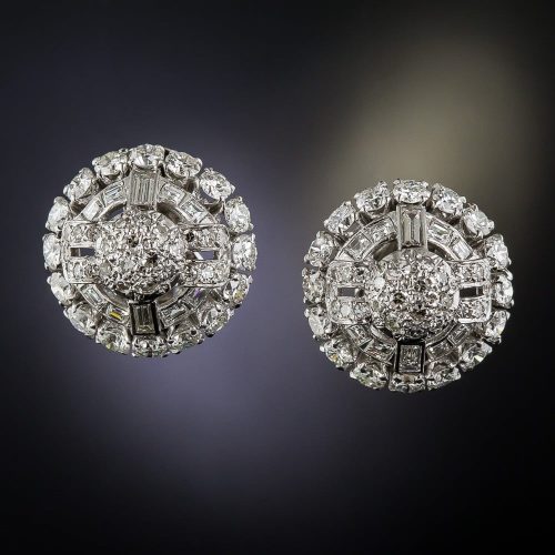 Art Deco Diamond Dome Earrings.