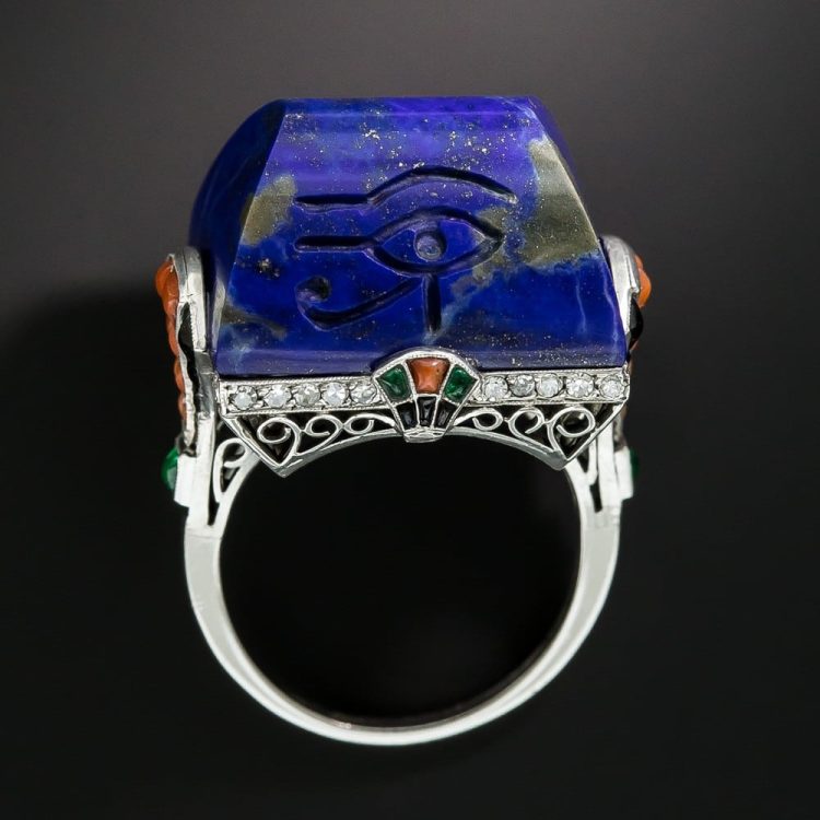 Art Deco Egyptian Revival Lapis Lazuli Ring. Art Deco Egyptian Revival Lapis Lazuli Ring.