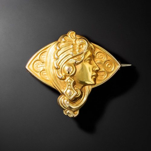 Art Nouveau Femme Brooch.