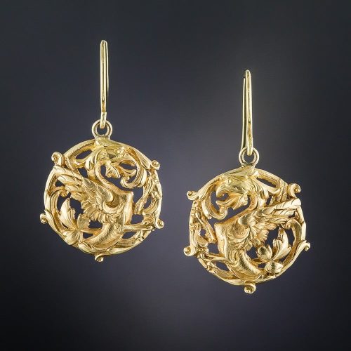 Art Nouveau Griffin Earrings.
