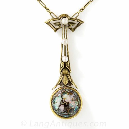 Arts & Crafts Opal Pendant Necklace.