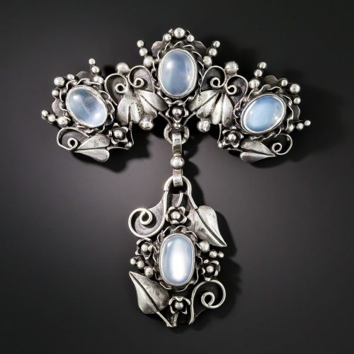 Arts & Crafts Moonstone and Silver Pendant-Brooch. Arts & Crafts Moonstone and Silver Pendant-Brooch.