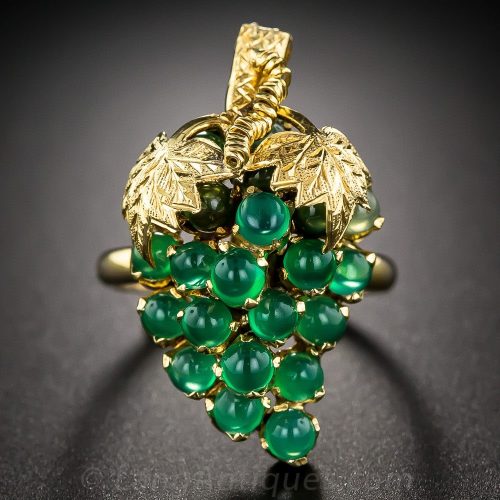 Dyed Green Chalcedony Grape Cluster Ring. Dyed Green Chalcedony Grape Cluster Ring.