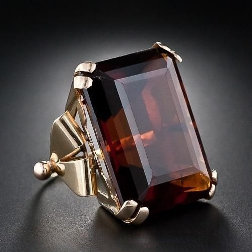 Retro Citrine and Gold Dinner Ring. Retro Citrine and Gold Dinner Ring.