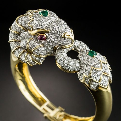 Diamond, Ruby and Emerald Ram’s Head Bracelet, David Webb. Diamond, Ruby and Emerald Ram's Head Bracelet, David Webb.