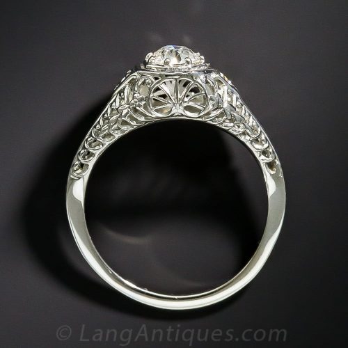 Lace Gallery in 18K White Gold on a Diamond Ring.