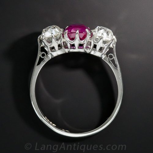 Edwardian Ring with Coronet-Set Diamonds and Burma Ruby.