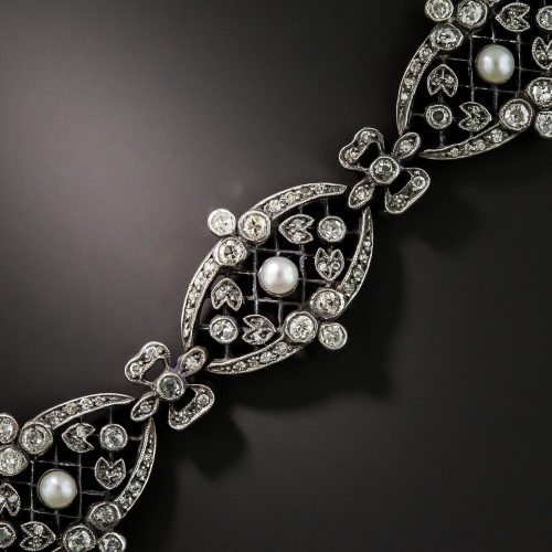 Edwardian Diamond and Pearl Bracelet.
