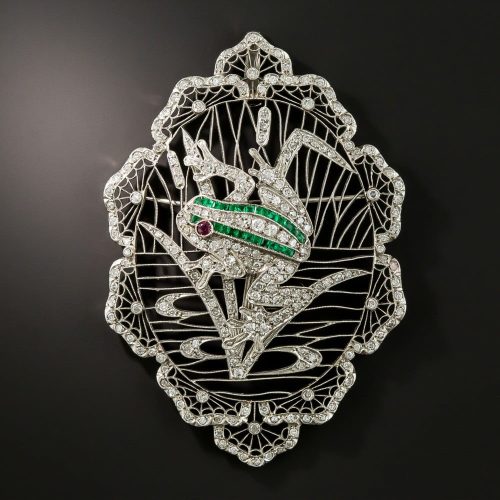Edwardian Platinum and Diamond Frog Brooch-Pendant Edwardian Platinum and Diamond Frog Brooch-Pendant
